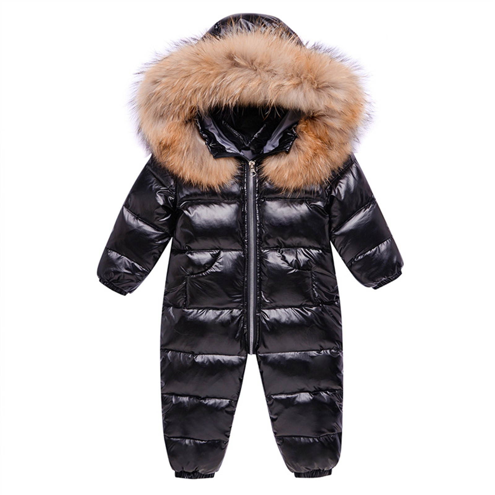 Cute Baby Boys Snowsuit New Born baby girls Winter Coat Toddler Clothes (Black,6-12 Months)